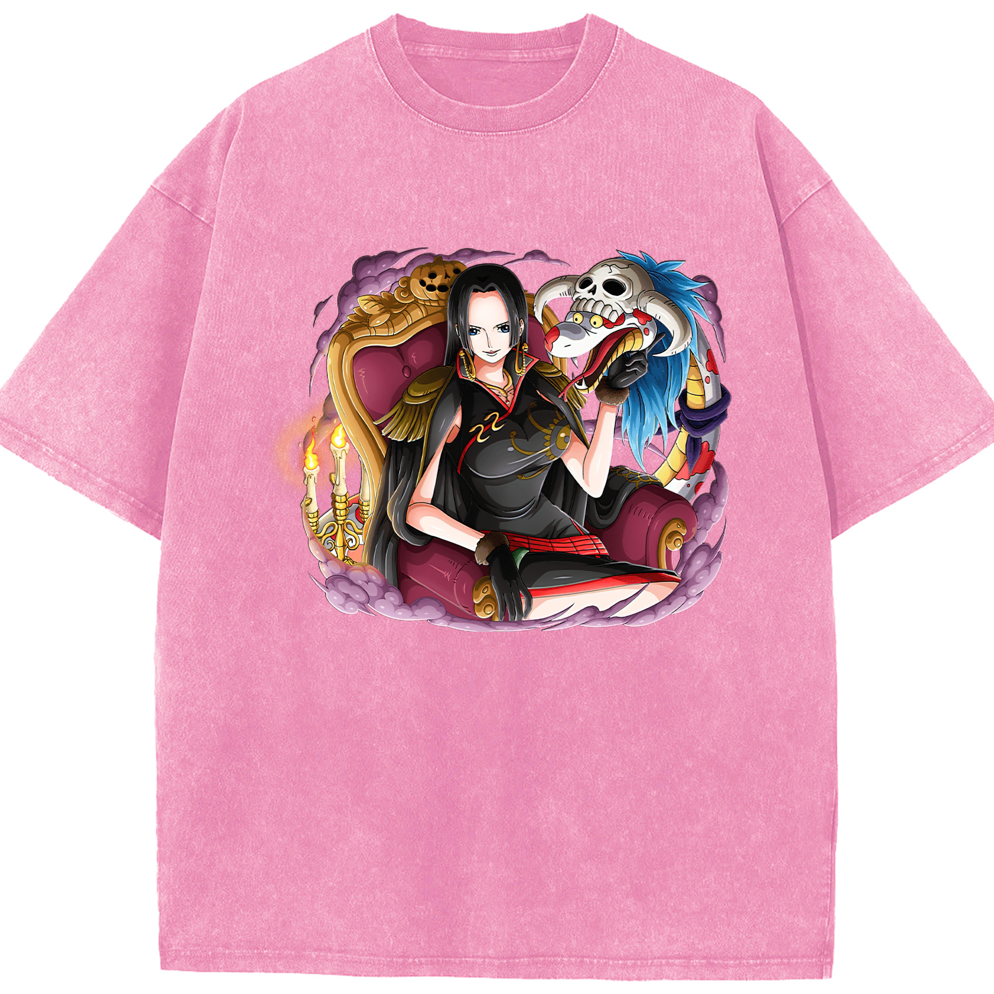 ワンピース ボア・ハンコック ONE PIECE Boa·Hancock 綿100% ヴィンテージ風 半袖Tシャツ（フロントプリント）